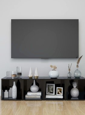 VidaXL Tv-meubelen 4 st 37x35x37 cm spaanplaat hoogglans zwart