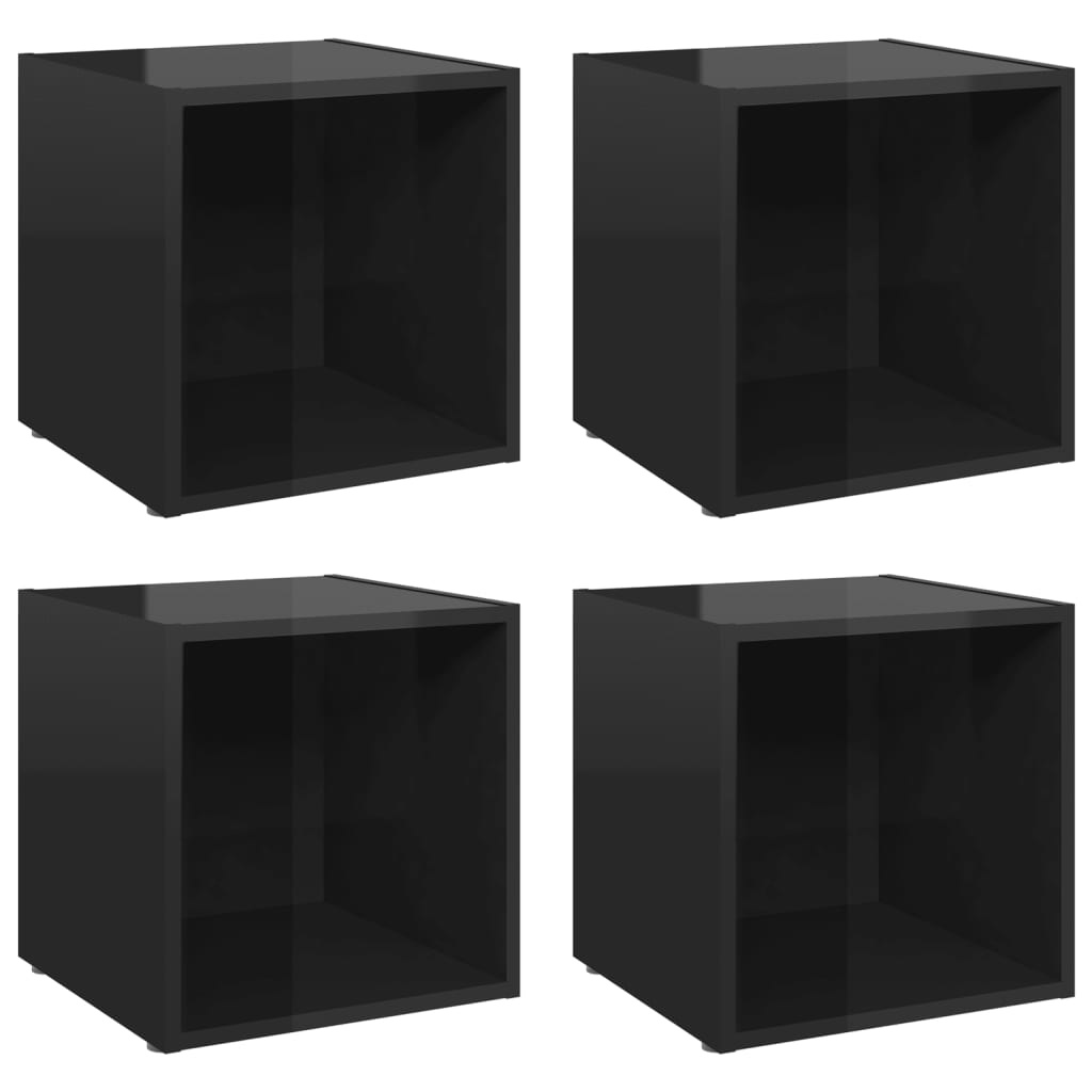 VidaXL Tv-meubelen 4 st 37x35x37 cm spaanplaat hoogglans zwart