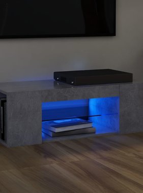 VidaXL Tv-meubel met LED-verlichting 90x39x30 cm betongrijs