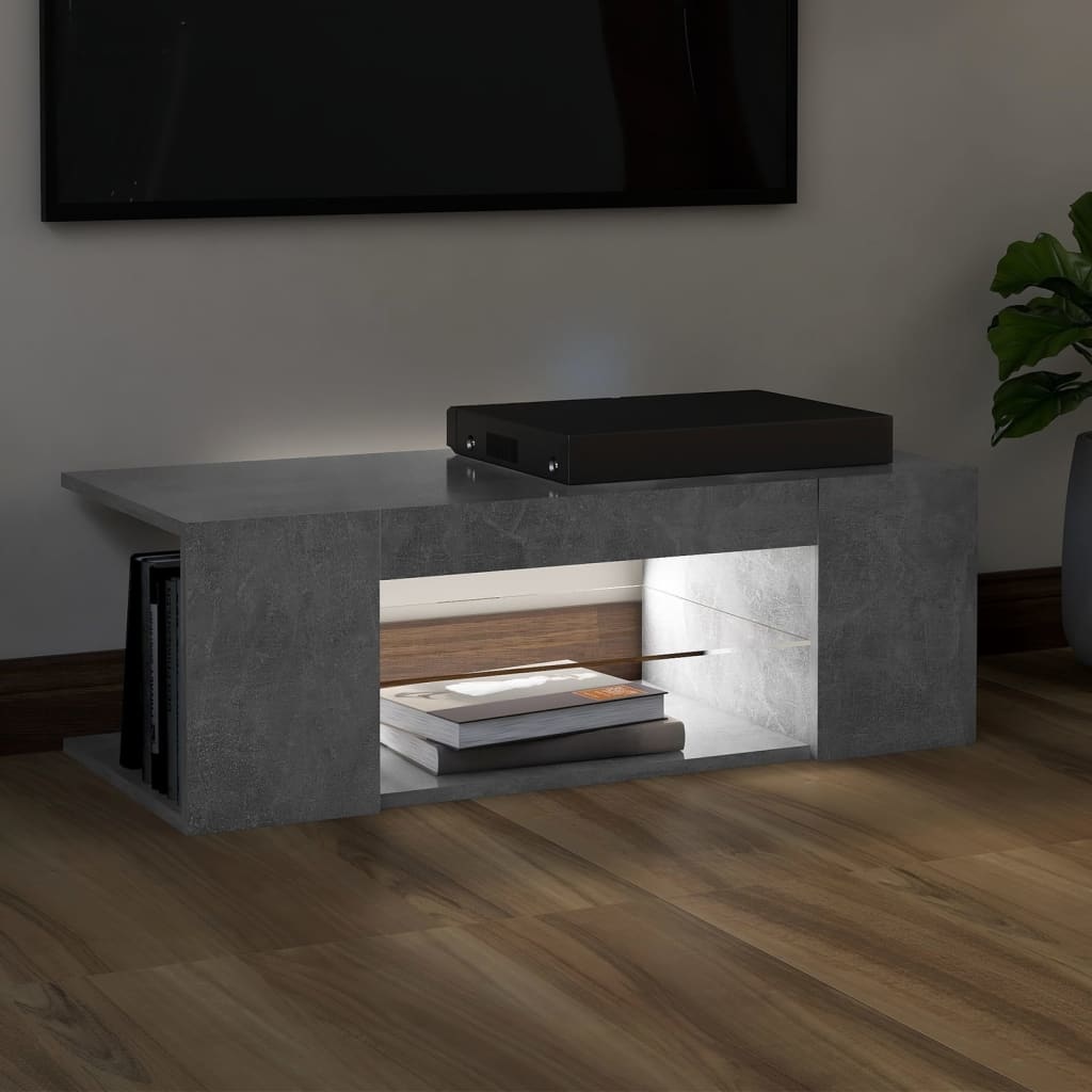 VidaXL Tv-meubel met LED-verlichting 90x39x30 cm betongrijs