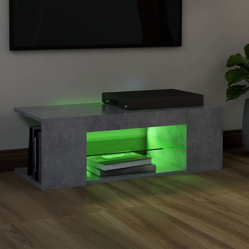 VidaXL Tv-meubel met LED-verlichting 90x39x30 cm betongrijs