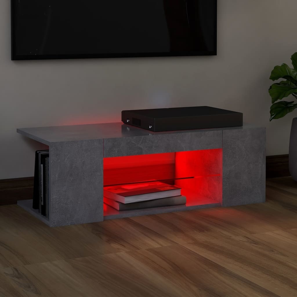 VidaXL Tv-meubel met LED-verlichting 90x39x30 cm betongrijs