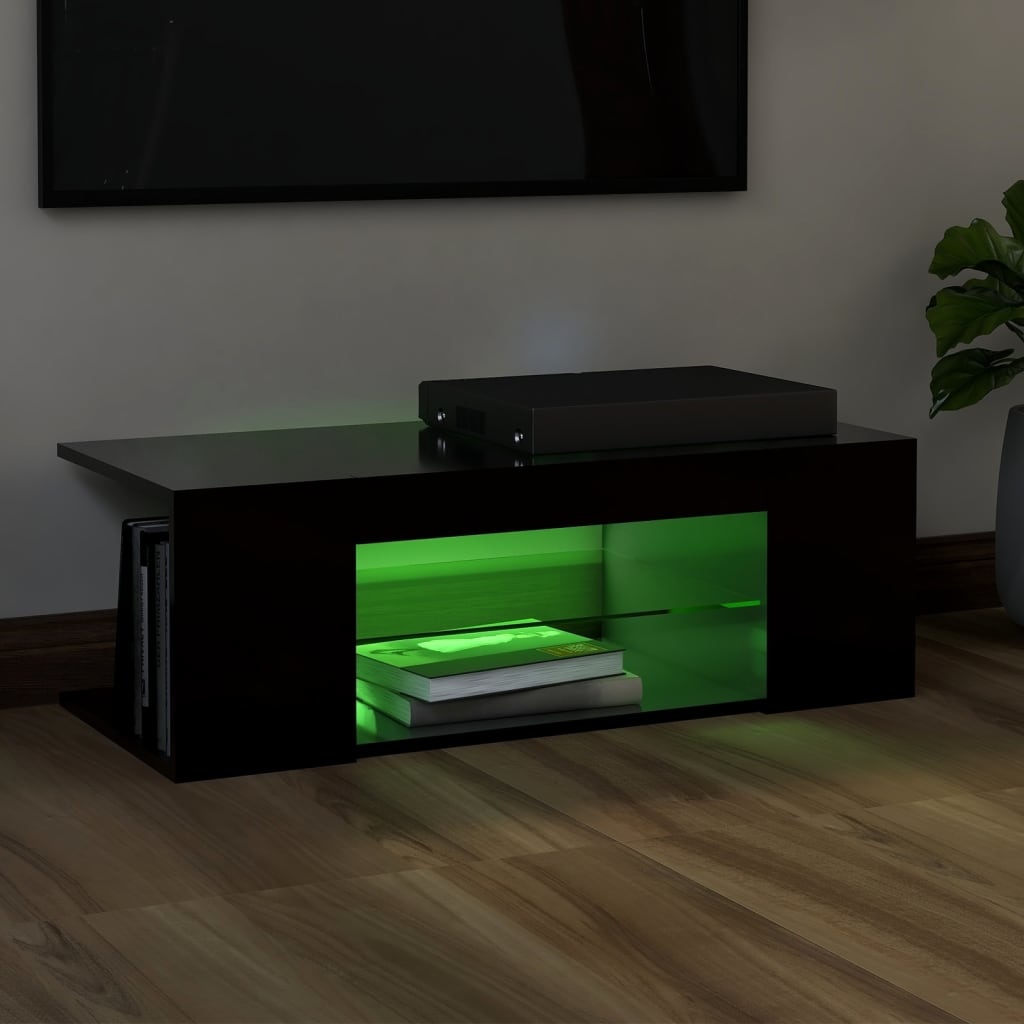 VidaXL Tv-meubel met LED-verlichting 90x39x30 cm zwart