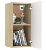 vidaXL Tv-meubel 30,5x30x60 cm spaanplaat wit en sonoma eikenkleurig