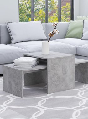 VidaXL Salontafelset 100x48x40 cm spaanplaat betongrijs