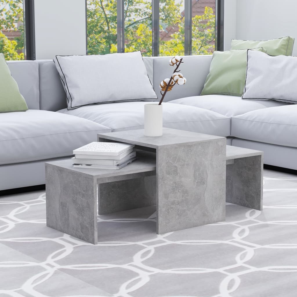 VidaXL Salontafelset 100x48x40 cm spaanplaat betongrijs