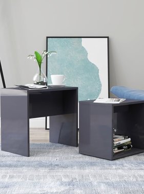 VidaXL Salontafelset 48x30x45 cm spaanplaat hoogglans grijs