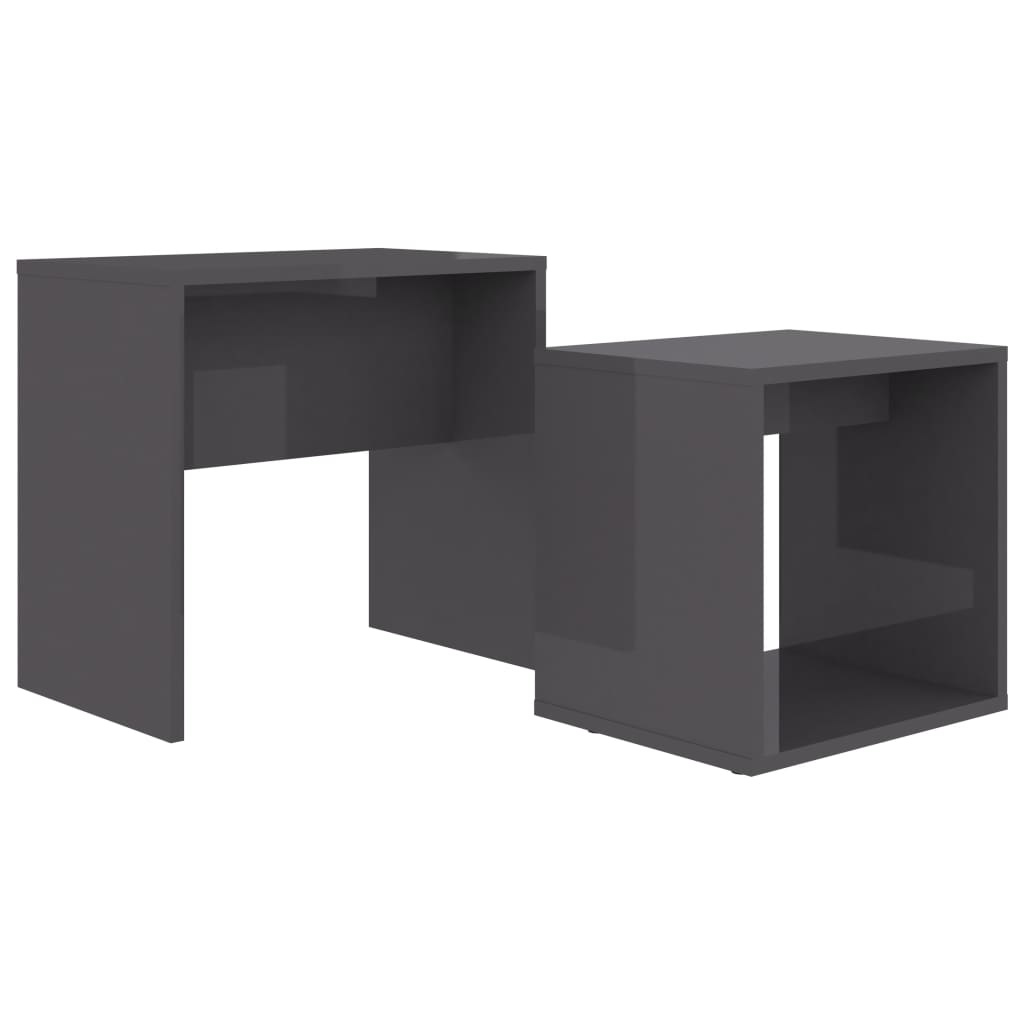 VidaXL Salontafelset 48x30x45 cm spaanplaat hoogglans grijs