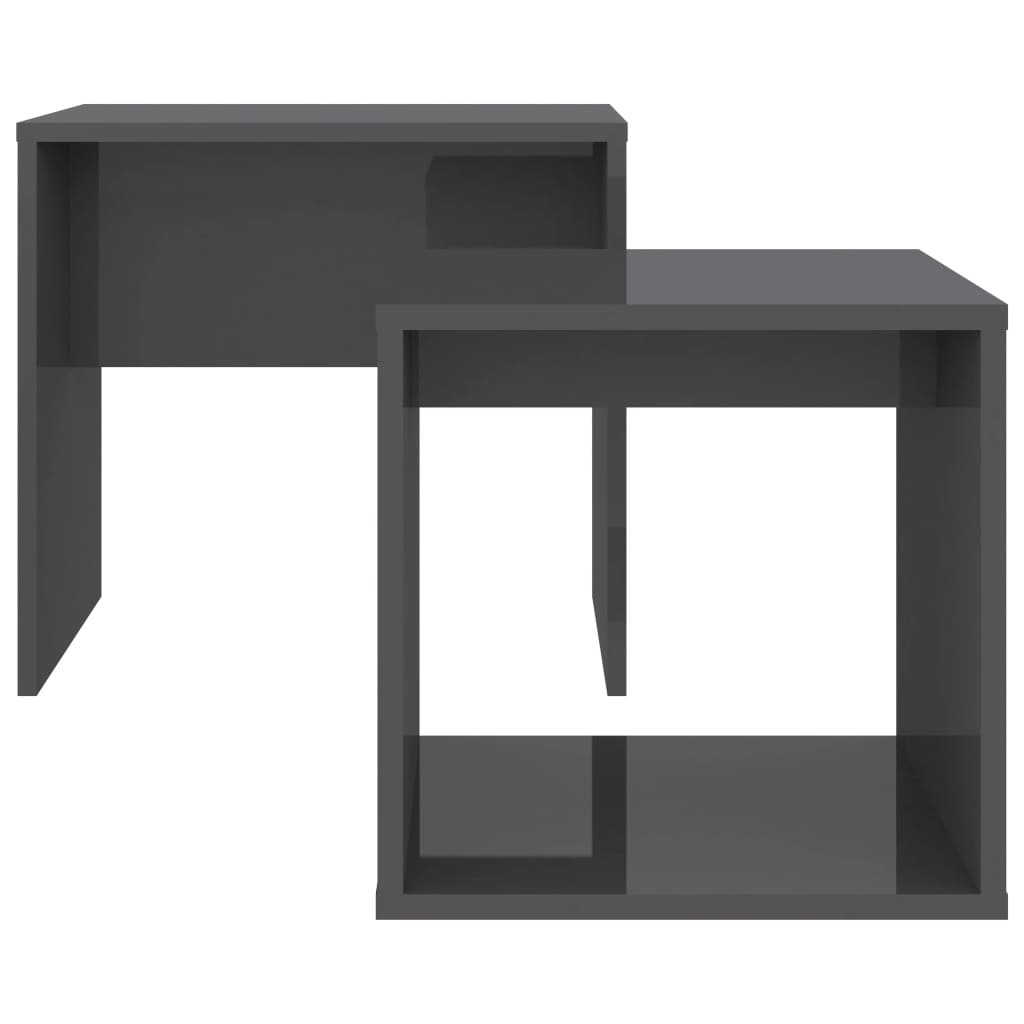 VidaXL Salontafelset 48x30x45 cm spaanplaat hoogglans grijs