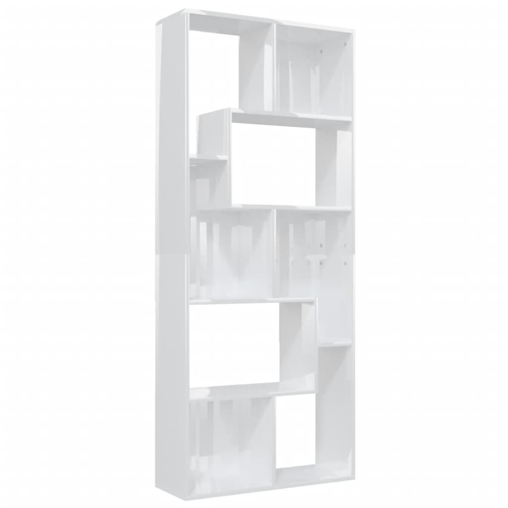 vidaXL Boekenkast 67x24x161 cm spaanplaat hoogglans wit