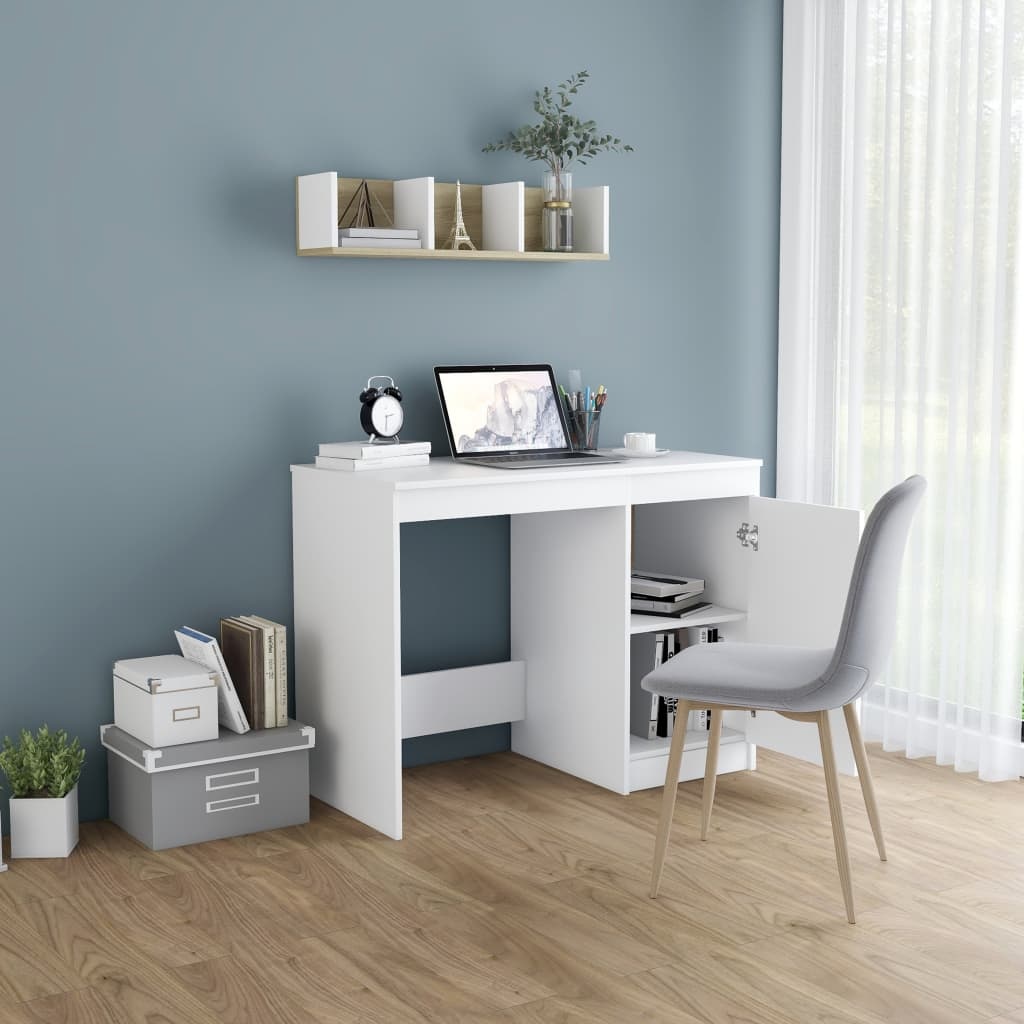 VidaXL Bureau 100x50x76 cm spaanplaat wit