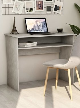 VidaXL Bureau 90x50x74 cm spaanplaat betongrijs