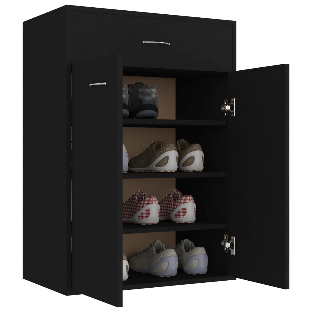 vidaXL Schoenenkast 60x35x84 cm spaanplaat zwart