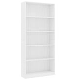 vidaXL Boekenkast met 5 schappen 80x24x175 cm spaanplaat wit