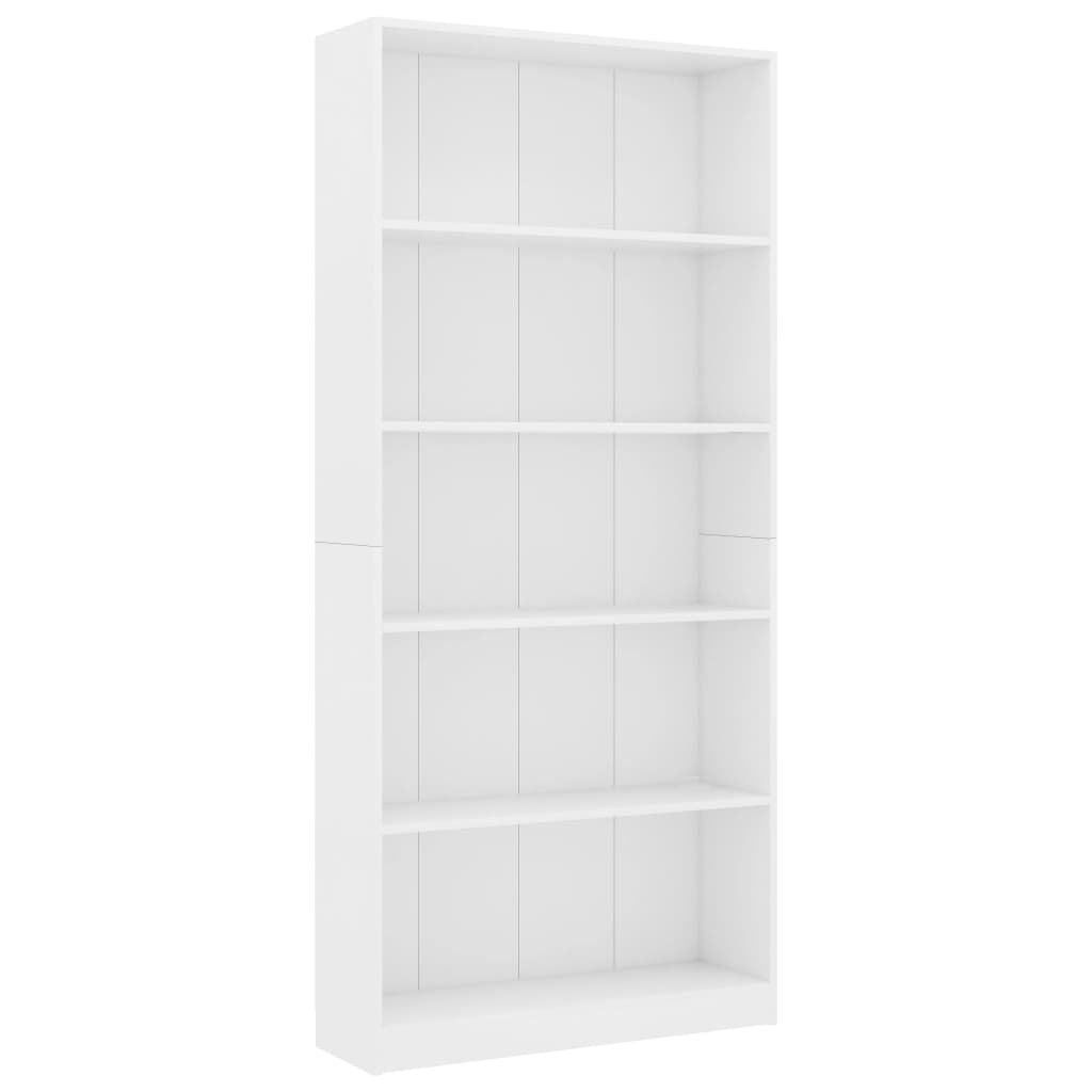 vidaXL Boekenkast met 5 schappen 80x24x175 cm spaanplaat wit