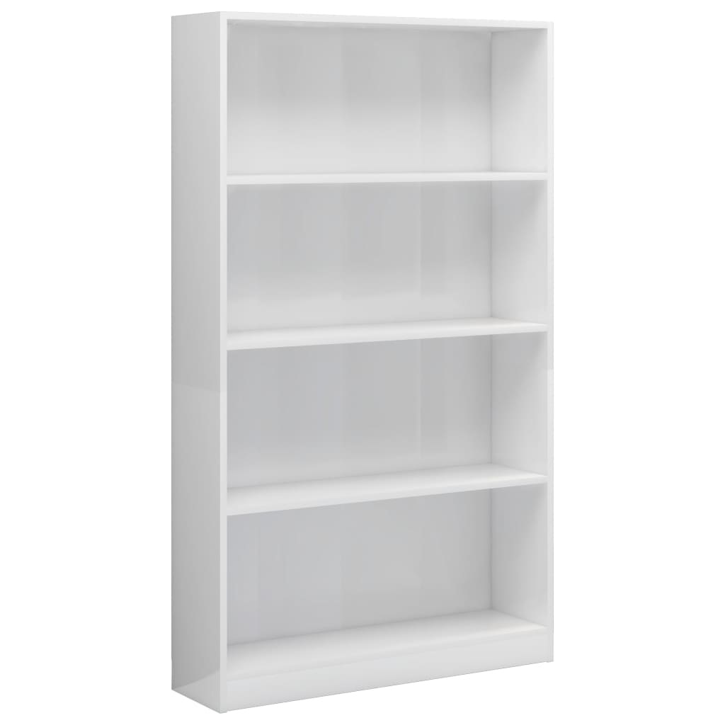 vidaXL Boekenkast met 4 schappen 80x24x142 cm spaanplaat hoogglans wit