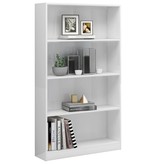 vidaXL Boekenkast met 4 schappen 80x24x142 cm spaanplaat hoogglans wit