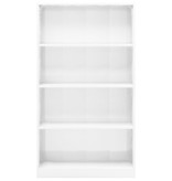 vidaXL Boekenkast met 4 schappen 80x24x142 cm spaanplaat hoogglans wit