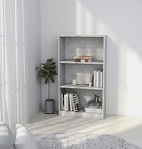 vidaXL Boekenkast met 3 schappen 60x24x108 cm spaanplaat betongrijs