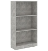 vidaXL Boekenkast met 3 schappen 60x24x108 cm spaanplaat betongrijs