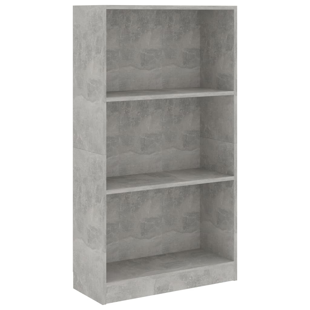 vidaXL Boekenkast met 3 schappen 60x24x108 cm spaanplaat betongrijs