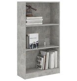 vidaXL Boekenkast met 3 schappen 60x24x108 cm spaanplaat betongrijs