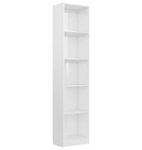 vidaXL Boekenkast met 5 schappen 40x24x175 cm spaanplaat hoogglans wit