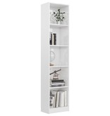 vidaXL Boekenkast met 5 schappen 40x24x175 cm spaanplaat hoogglans wit