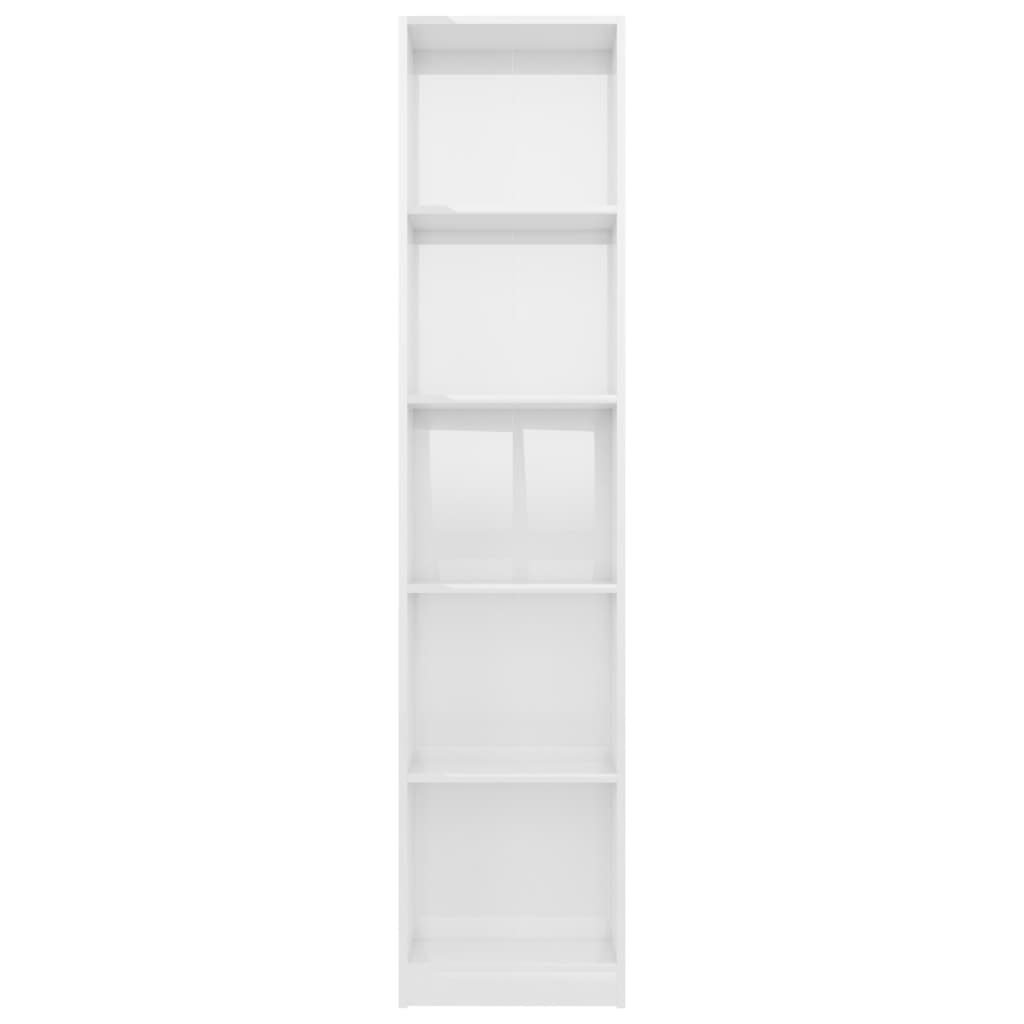 vidaXL Boekenkast met 5 schappen 40x24x175 cm spaanplaat hoogglans wit