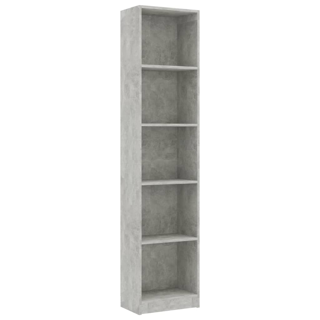 vidaXL Boekenkast met 5 schappen 40x24x175 cm spaanplaat betongrijs