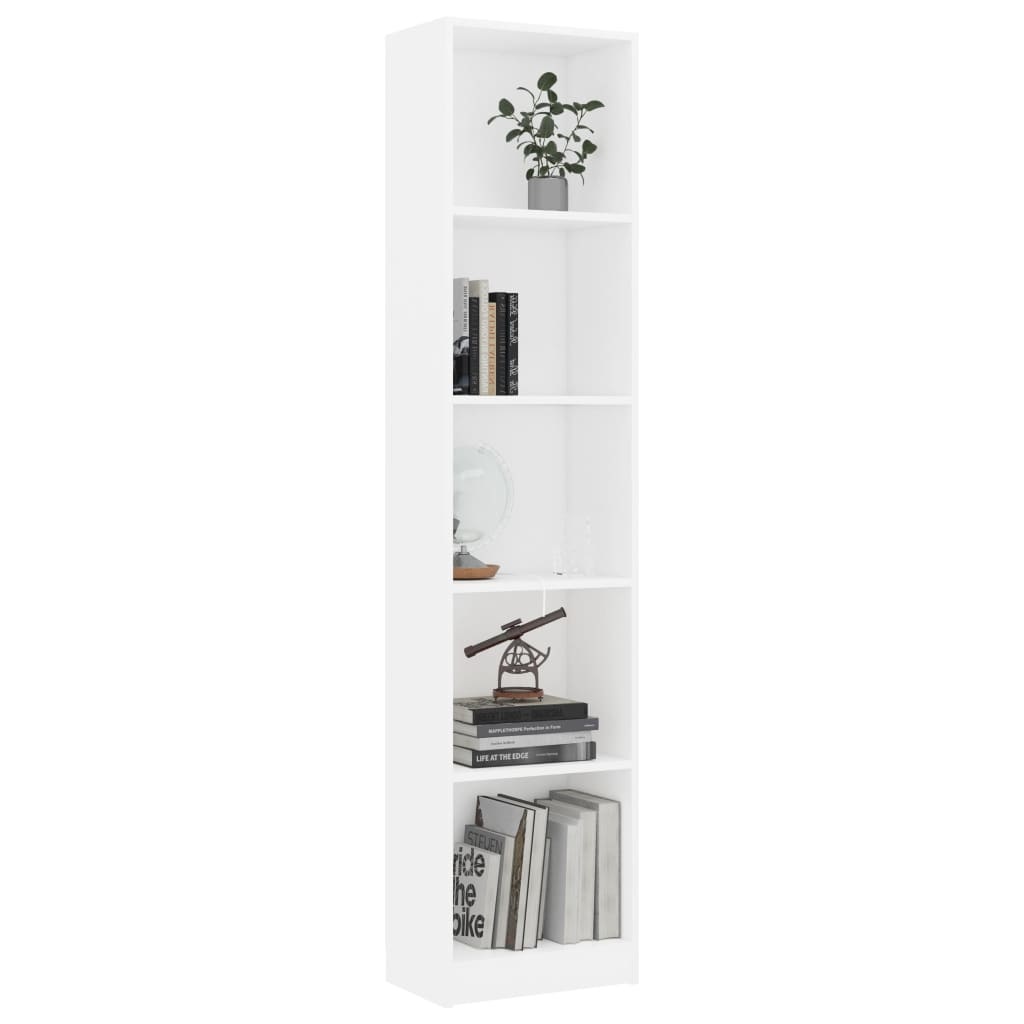 vidaXL Boekenkast met 5 schappen 40x24x175 cm spaanplaat wit