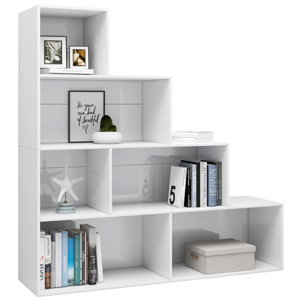 vidaXL Boekenkast/kamerscherm 155x24x160 cm spaanplaat hoogglans wit