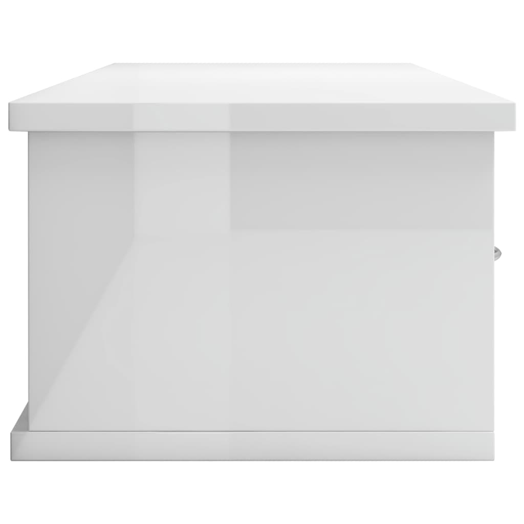 vidaXL Wandschap met lades 88x26x18,5 cm spaanplaat hoogglans wit