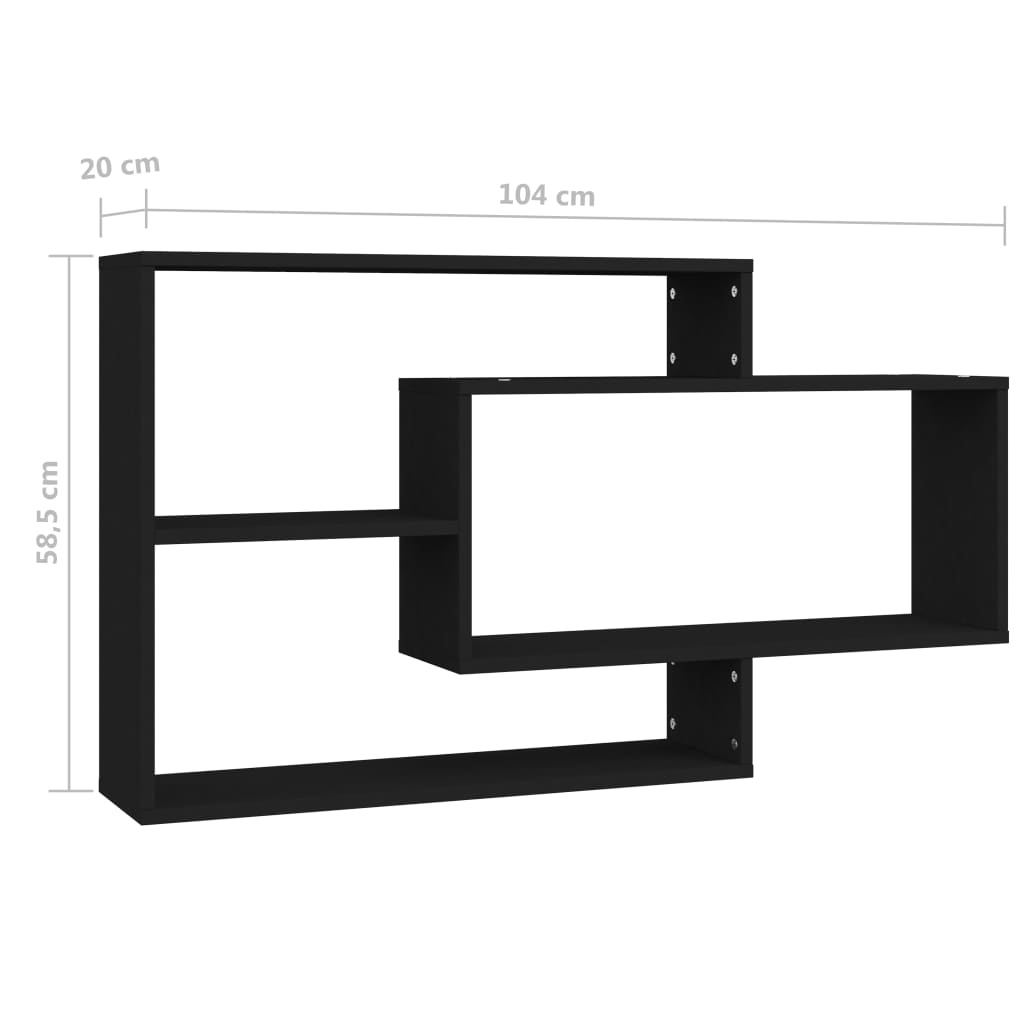 vidaXL Wandschappen 104x24x60 cm spaanplaat zwart