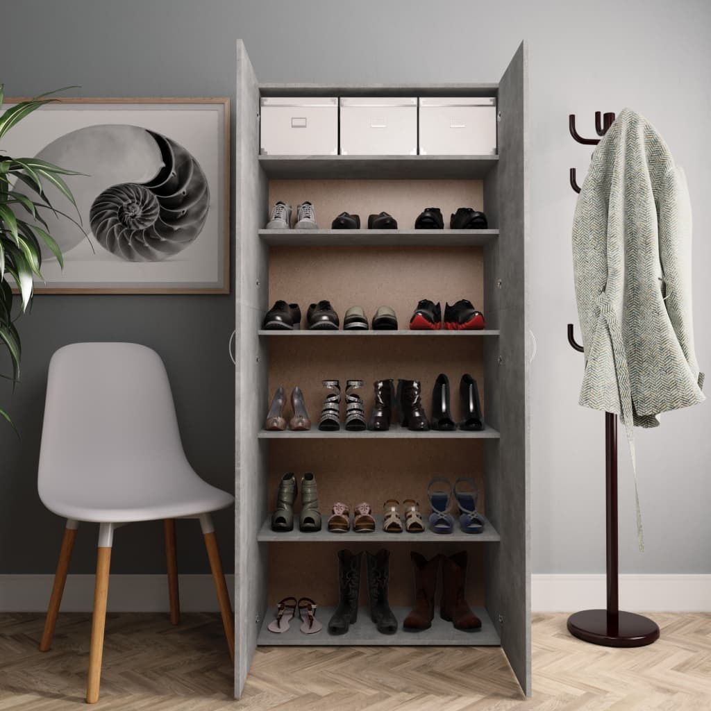 VidaXL Schoenenkast 80x35,5x180 cm spaanplaat betongrijs