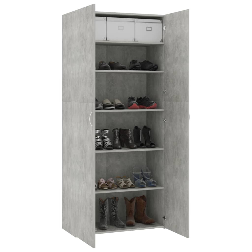 VidaXL Schoenenkast 80x35,5x180 cm spaanplaat betongrijs