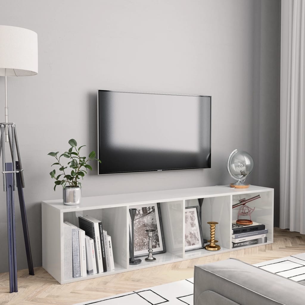 vidaXL Boekenkast/Tv-meubel 143x30x36 cm hoogglans wit