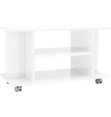 vidaXL Tv-meubel met wieltjes 80x40x40 cm spaanplaat hoogglans wit