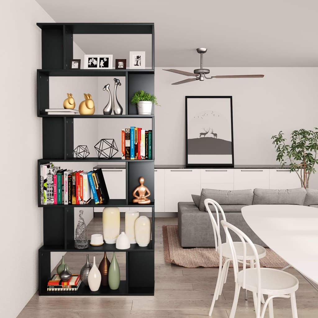 vidaXL Boekenkast/kamerscherm 80x24x192 cm spaanplaat zwart