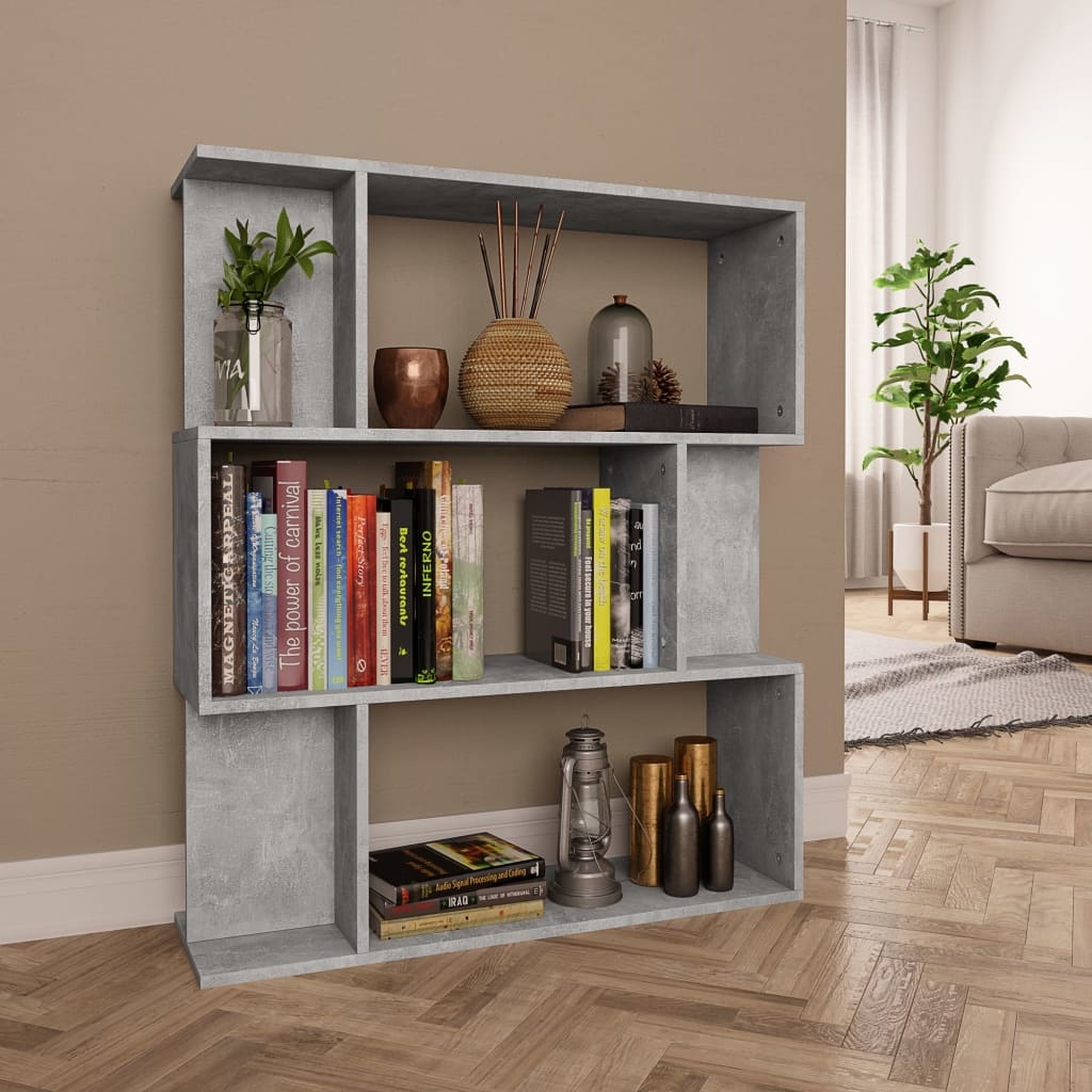 vidaXL Boekenkast/Kamerscherm 80x24x96 cm spaanplaat betongrijs