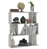 vidaXL Boekenkast/Kamerscherm 80x24x96 cm spaanplaat betongrijs