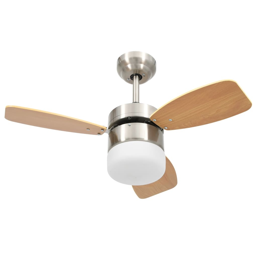 VidaXL Plafondventilator met lamp en afstandsbediening 76 cm lichtbruin