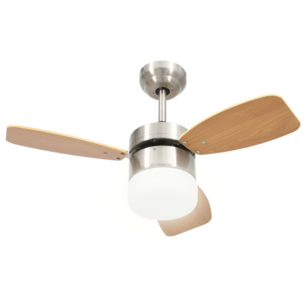 VidaXL Plafondventilator met lamp en afstandsbediening 76 cm lichtbruin
