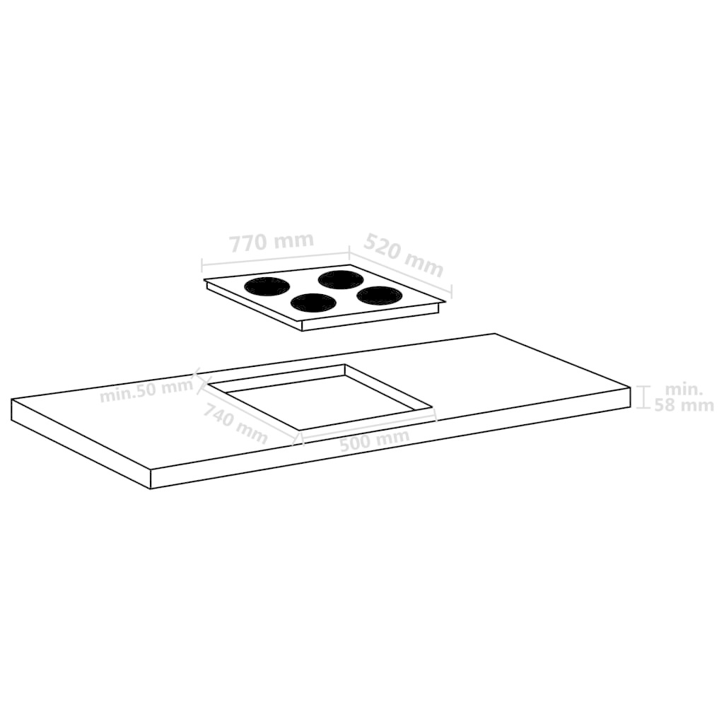 vidaXL Inductiekookplaat 4 zones aanraakbediening 7000 W 77 cm glas