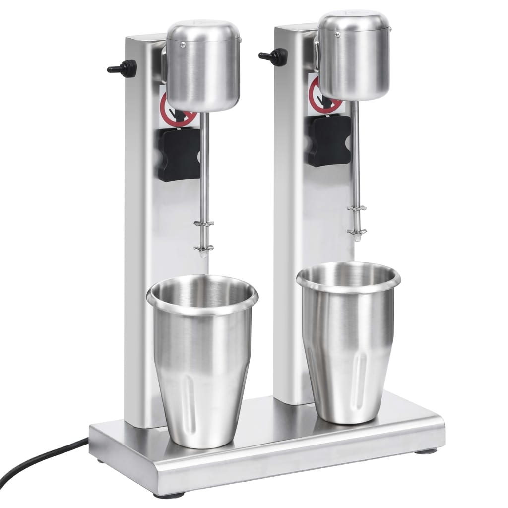 vidaXL Milkshake mixer met dubbele bekers roestvrij staal 2 L