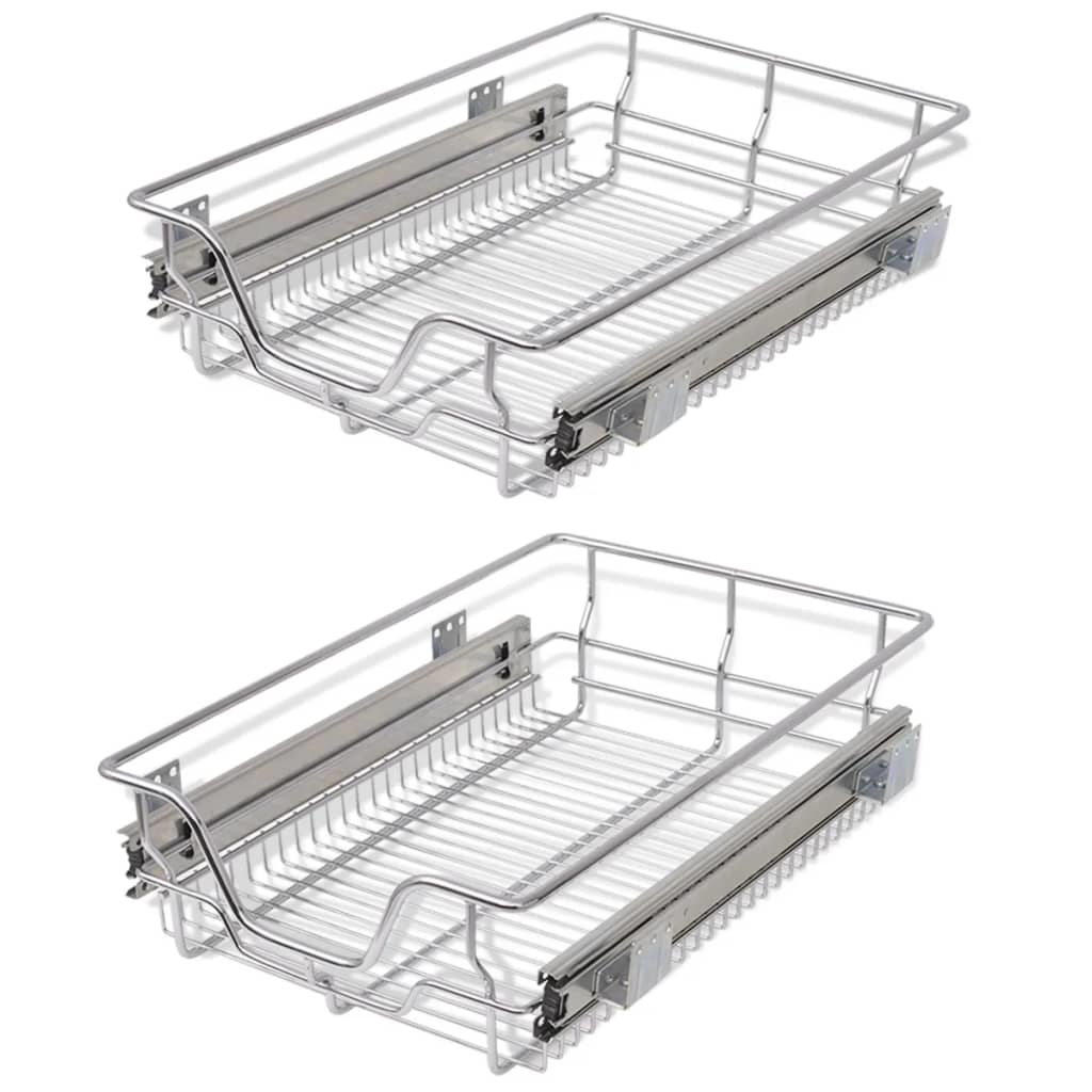 vidaXL Draadmanden uittrekbaar 2 st 400 mm zilverkleurig