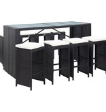 VidaXL 9-delige Tuinbarset poly rattan zwart