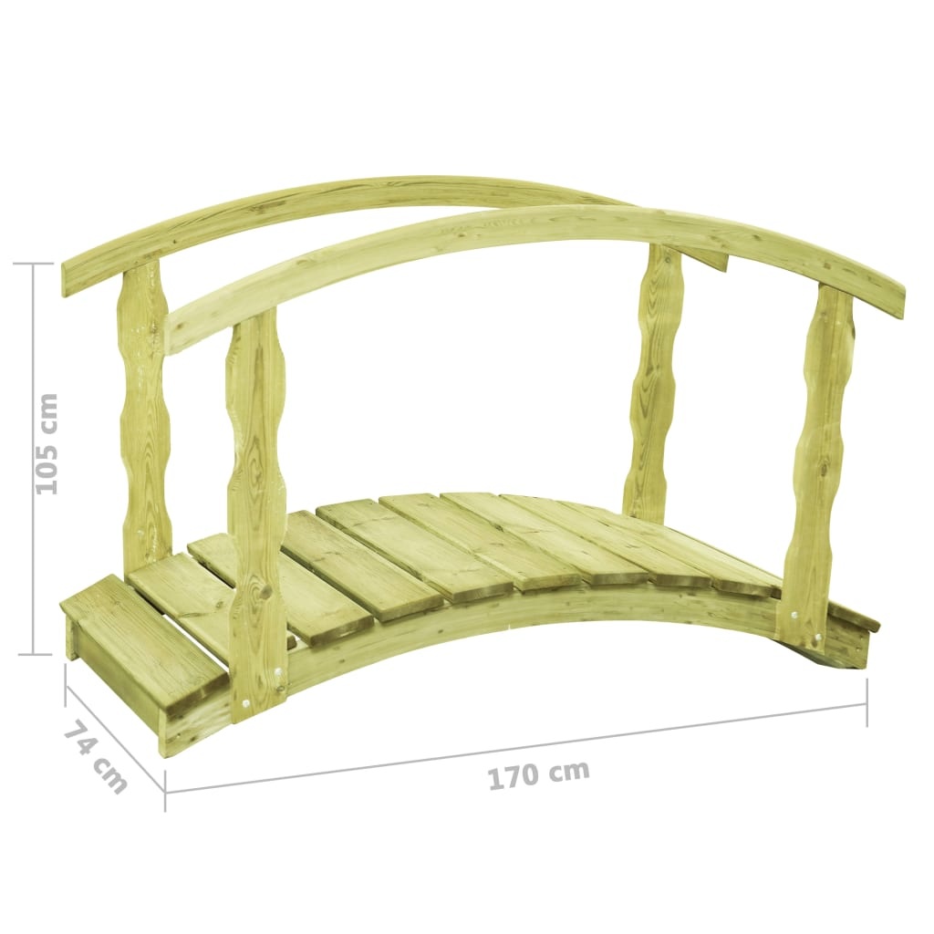 vidaXL Tuinbrug met leuning 170x74x105 cm FSC geïmpregneerd grenenhout