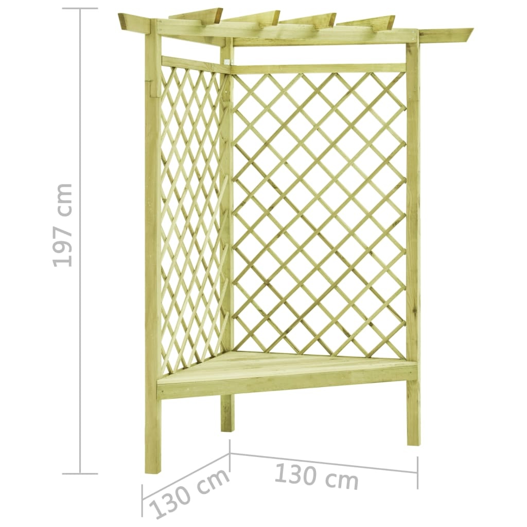 vidaXL Hoekpergola met zitting 130x130x197 cm geïmpregneerd grenenhout