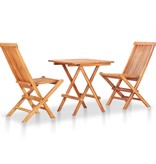 VidaXL 3-delige Bistroset inklapbaar massief teakhout